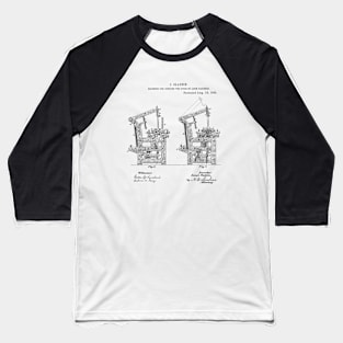 Machine for opening the eyes of loom harness Vintage Patent Hand Drawing Baseball T-Shirt